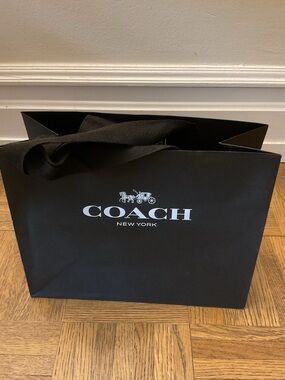 Coach Black Logo Gift Bag with Ribbon Handles